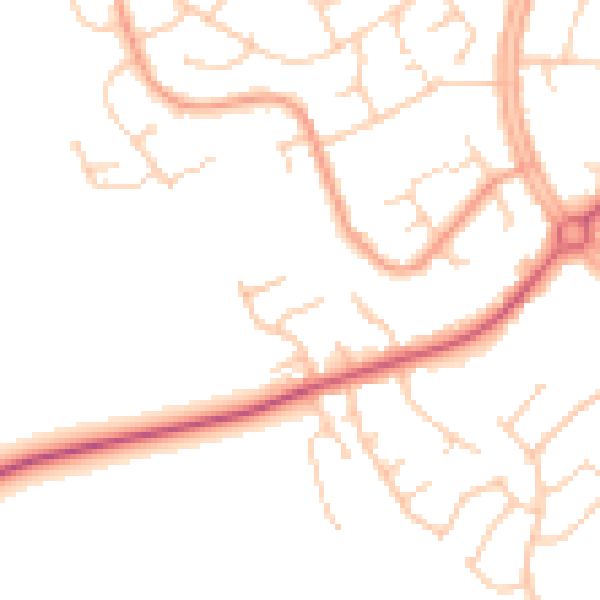 Daytime road noise heatmap for OX16 0BD