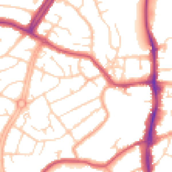 Daytime road noise heatmap for OX16 0BP