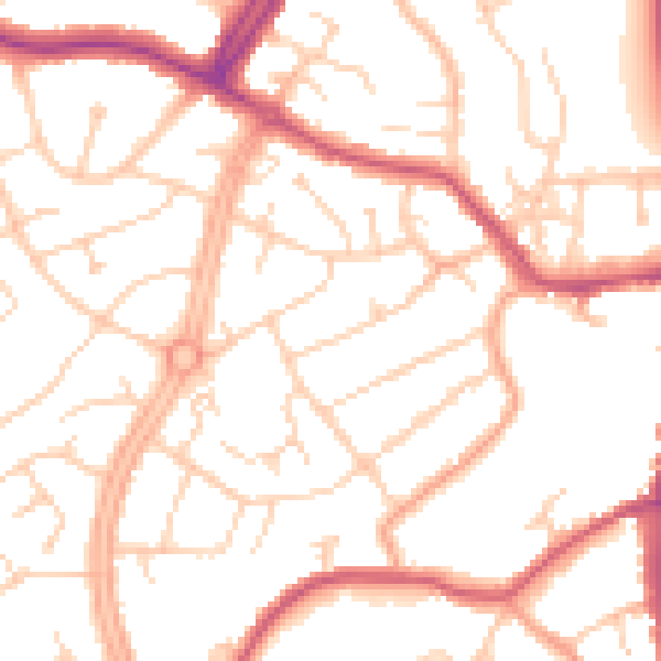 Daytime road noise heatmap for OX16 0BT