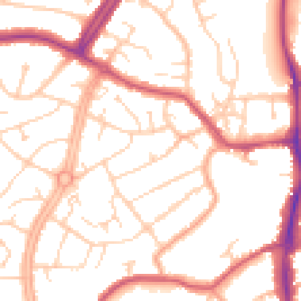 Daytime road noise heatmap for OX16 0BU
