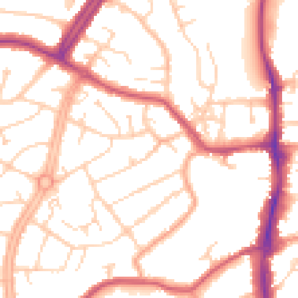 Daytime road noise heatmap for OX16 0BX