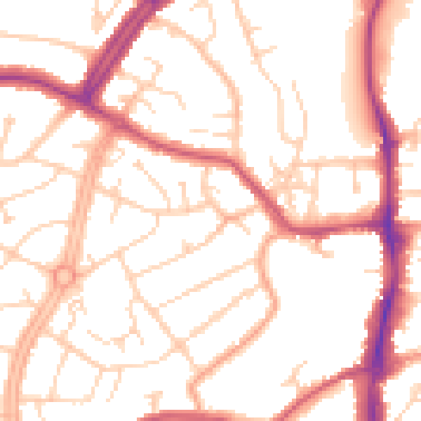 Daytime road noise heatmap for OX16 0BY