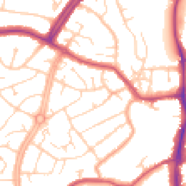 Daytime road noise heatmap for OX16 0BZ