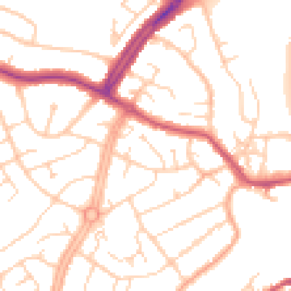 Daytime road noise heatmap for OX16 0DA