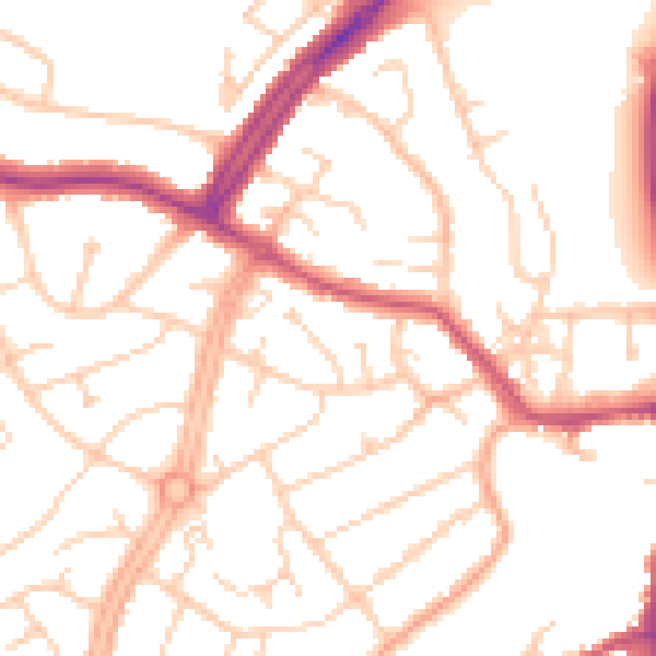 Daytime road noise heatmap for OX16 0DB