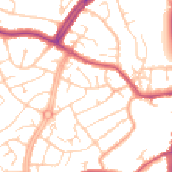 Daytime road noise heatmap for OX16 0DD