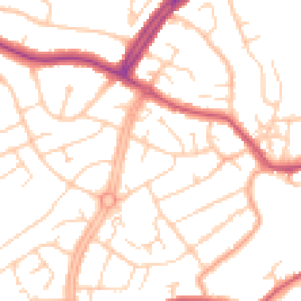 Daytime road noise heatmap for OX16 0DE