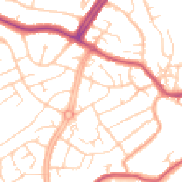 Daytime road noise heatmap for OX16 0DF