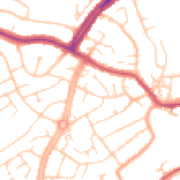 Daytime road noise heatmap for OX16 0DG