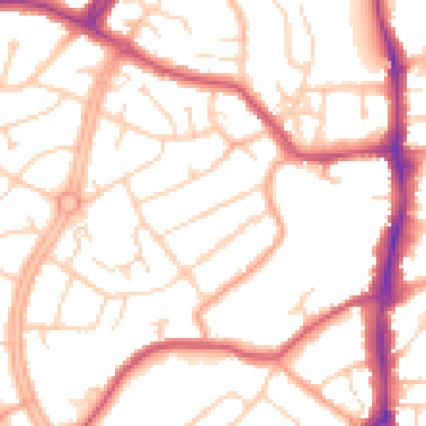 Daytime road noise heatmap for OX16 0DL