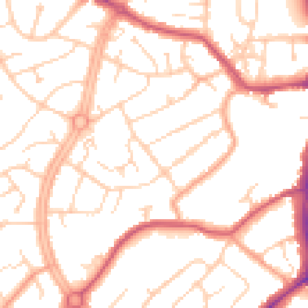 Daytime road noise heatmap for OX16 0DN