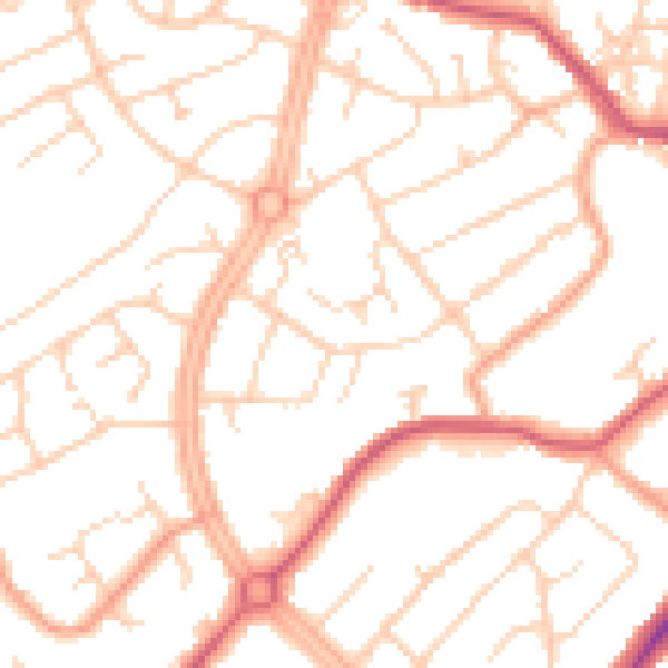Daytime road noise heatmap for OX16 0DP