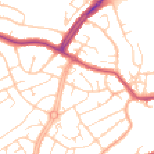 Daytime road noise heatmap for OX16 0DQ