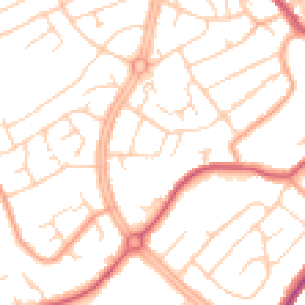Daytime road noise heatmap for OX16 0DS