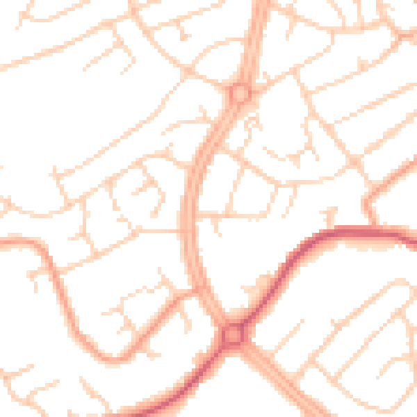Daytime road noise heatmap for OX16 0DU