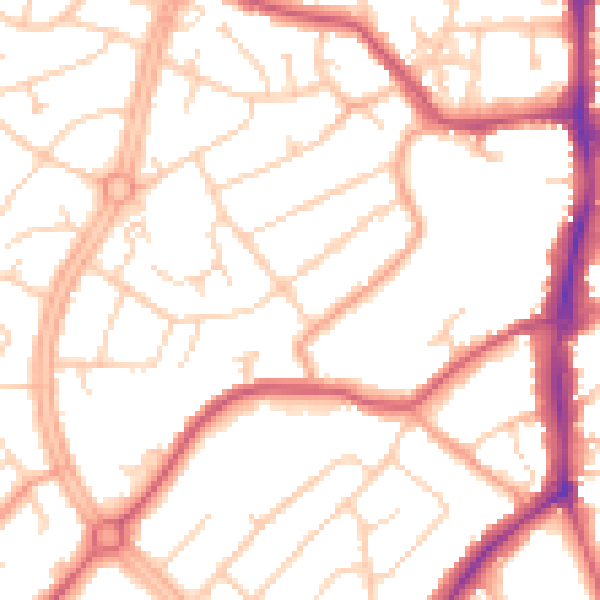 Daytime road noise heatmap for OX16 0DW