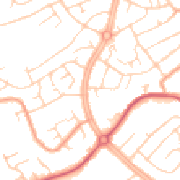 Daytime road noise heatmap for OX16 0DX