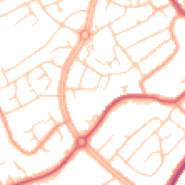 Daytime road noise heatmap for OX16 0DY
