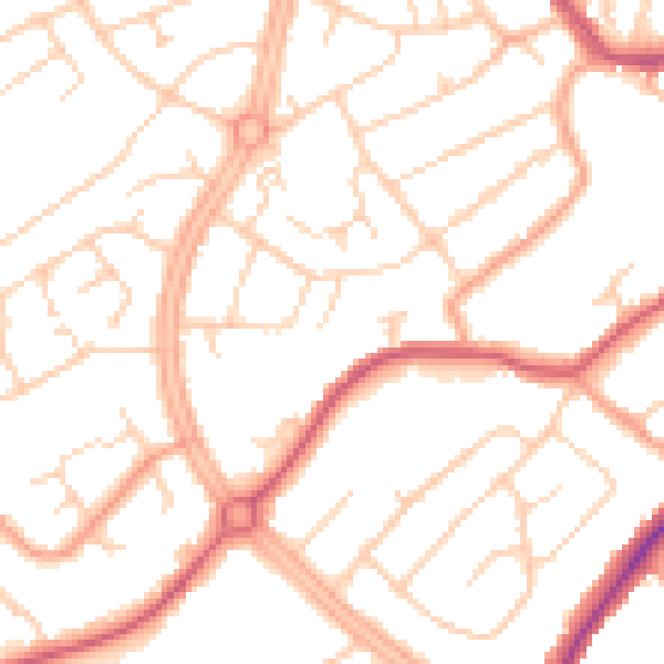 Daytime road noise heatmap for OX16 0DZ