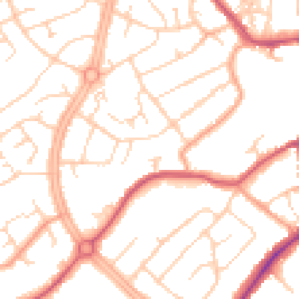 Daytime road noise heatmap for OX16 0EA