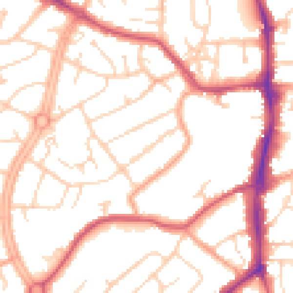 Daytime road noise heatmap for OX16 0EB