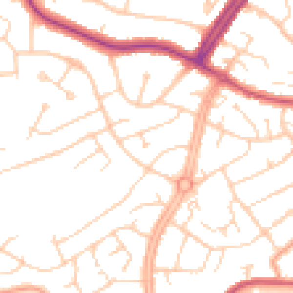 Daytime road noise heatmap for OX16 0EQ