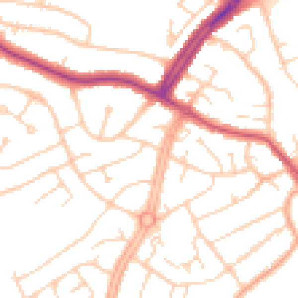 Daytime road noise heatmap for OX16 0HB