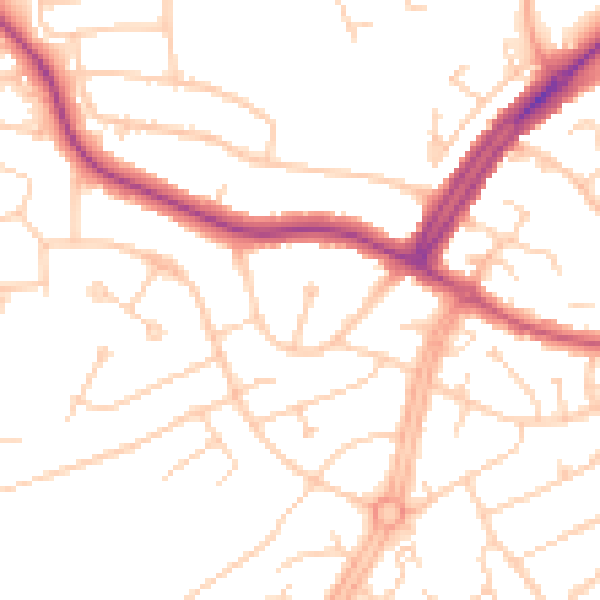 Daytime road noise heatmap for OX16 0HQ