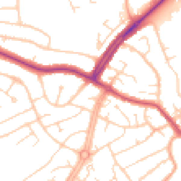 Daytime road noise heatmap for OX16 0HU