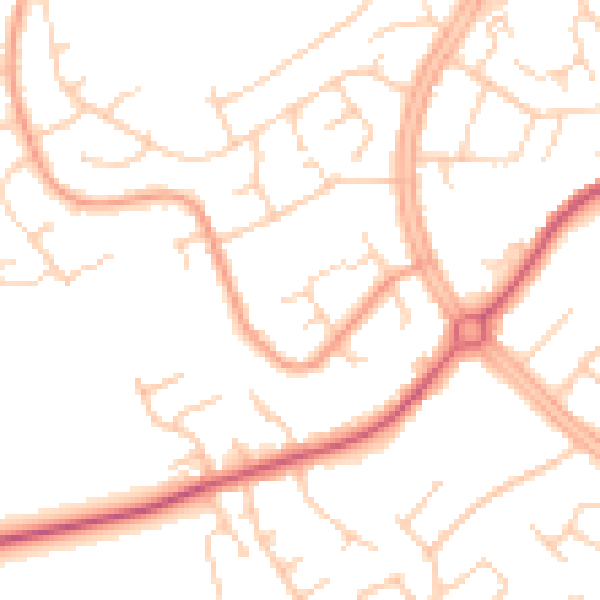 Daytime road noise heatmap for OX16 0NW