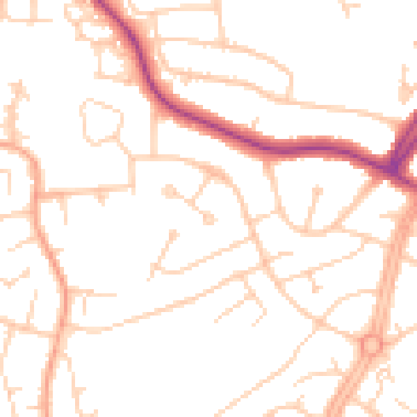 Daytime road noise heatmap for OX16 0RL