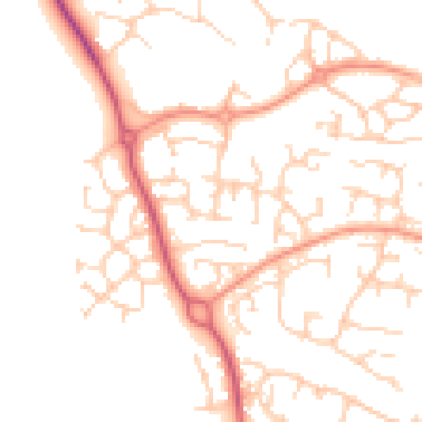 Daytime road noise heatmap for OX16 1AA