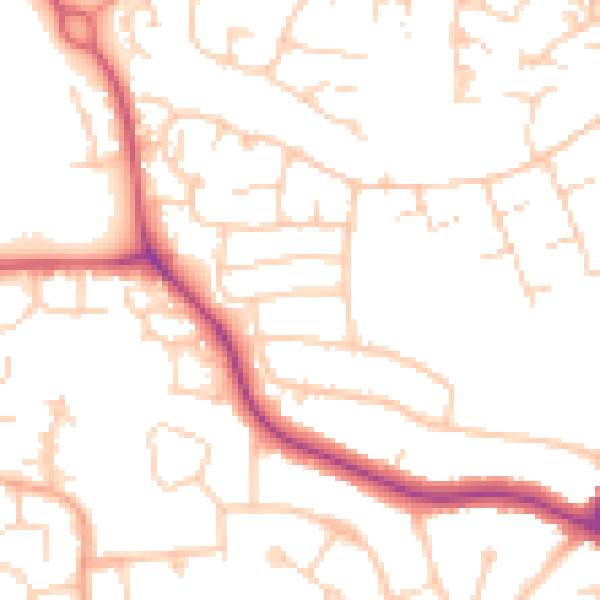 Daytime road noise heatmap for OX16 1DL