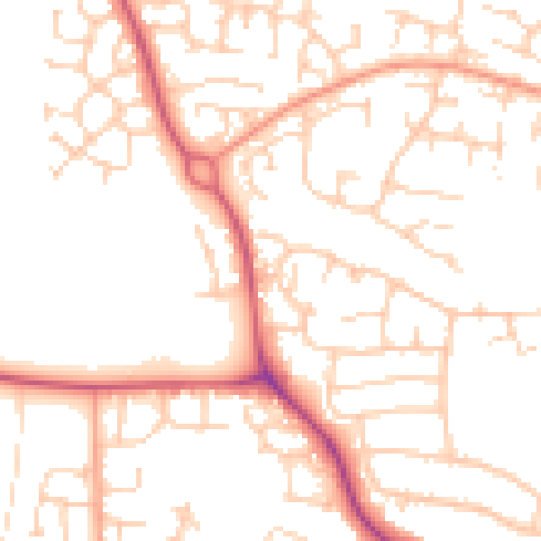 Daytime road noise heatmap for OX16 1PB