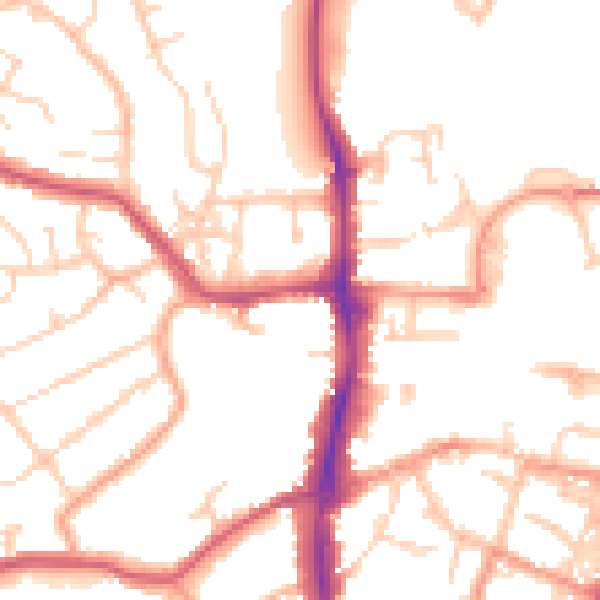 Daytime road noise heatmap for OX16 2AS