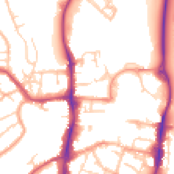 Daytime road noise heatmap for OX16 2AU