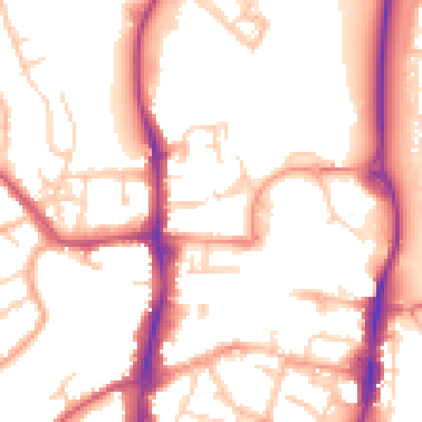 Daytime road noise heatmap for OX16 2AZ