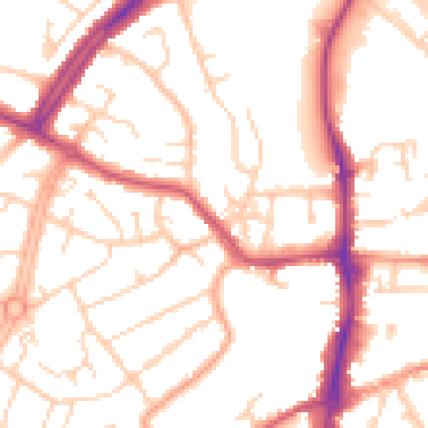 Daytime road noise heatmap for OX16 2BE