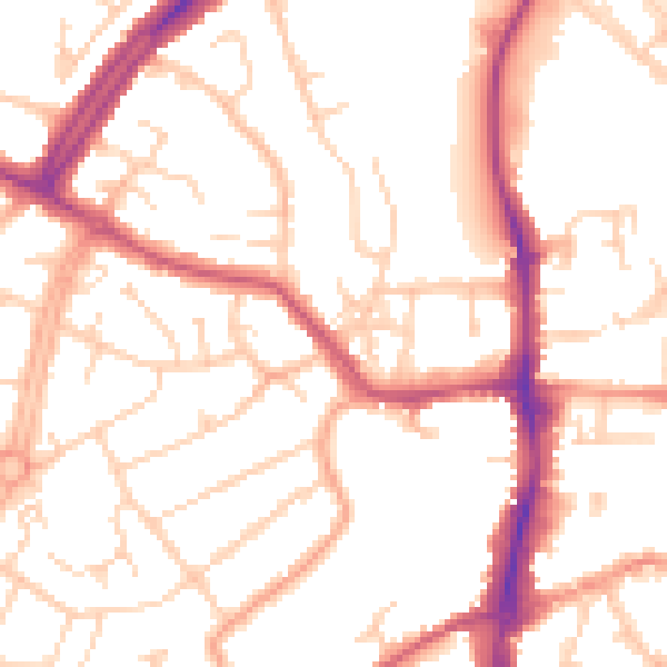 Daytime road noise heatmap for OX16 2BG