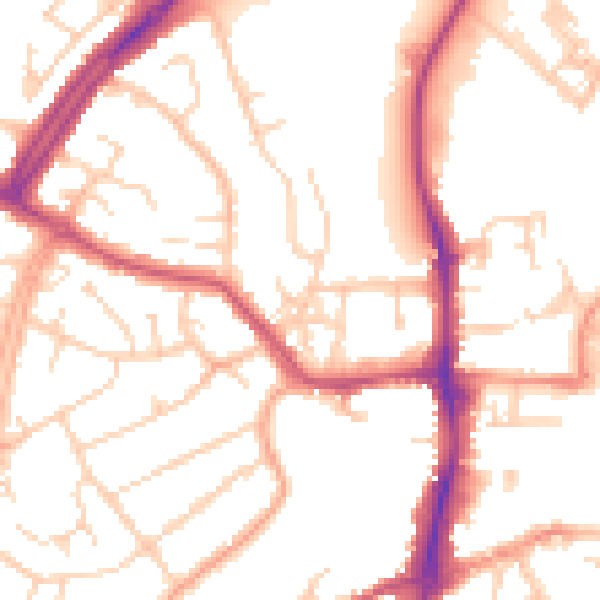 Daytime road noise heatmap for OX16 2BJ