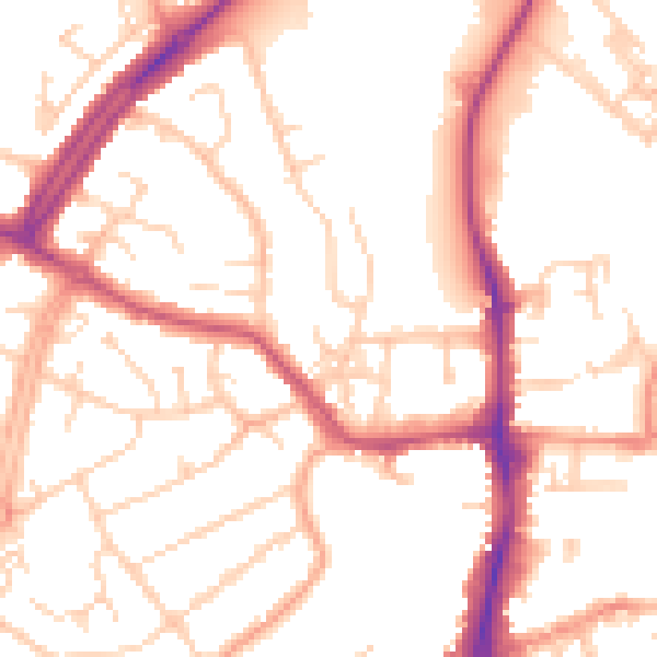 Daytime road noise heatmap for OX16 2BP