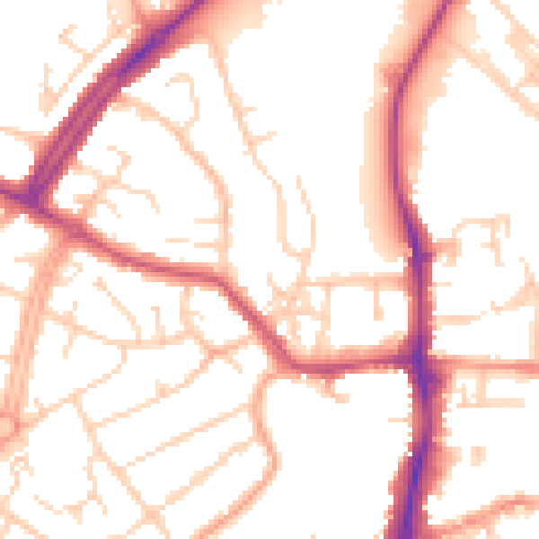 Daytime road noise heatmap for OX16 2BQ