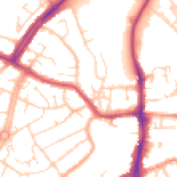 Daytime road noise heatmap for OX16 2BT