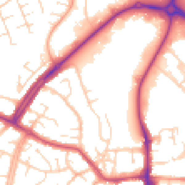 Daytime road noise heatmap for OX16 2NB