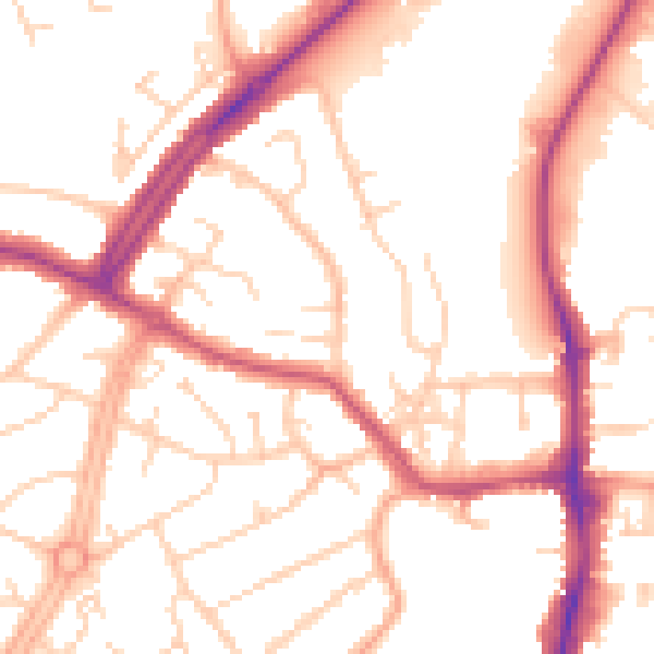 Daytime road noise heatmap for OX16 2NX