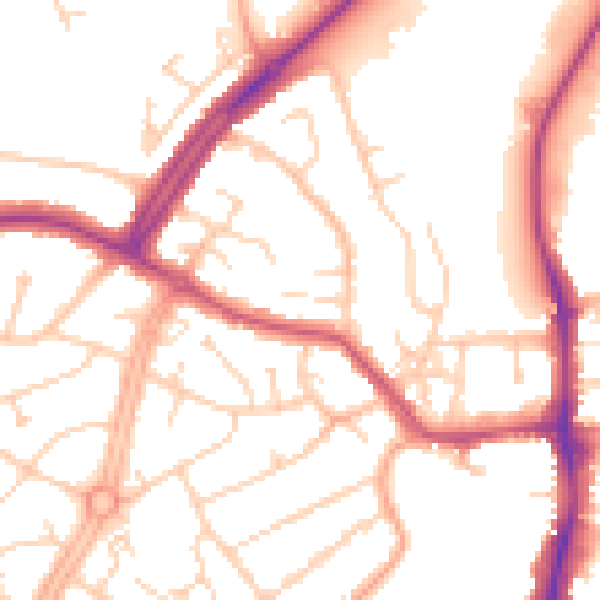 Daytime road noise heatmap for OX16 2NY