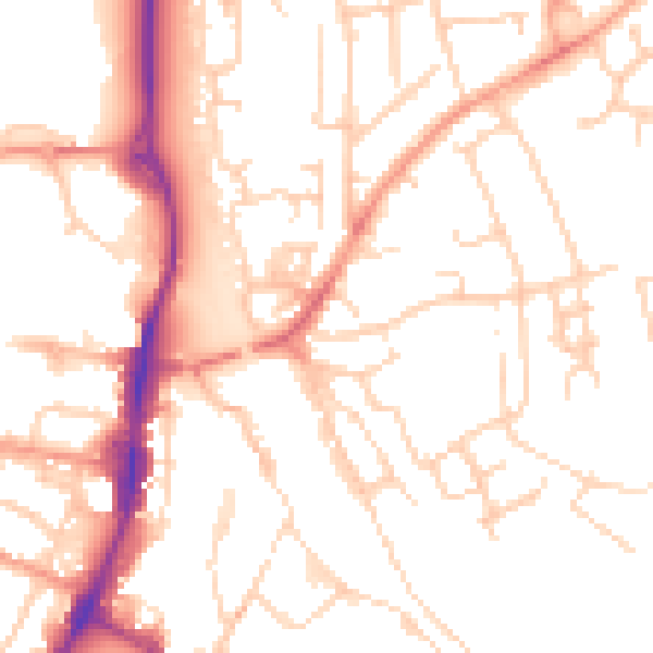 Daytime road noise heatmap for OX16 4AF