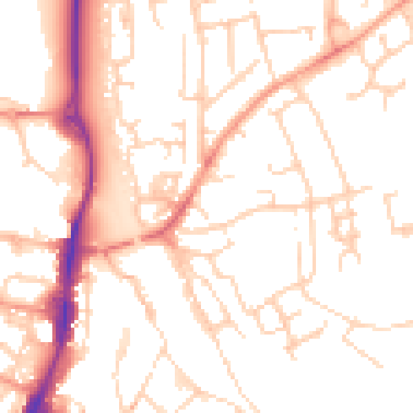 Daytime road noise heatmap for OX16 4PT