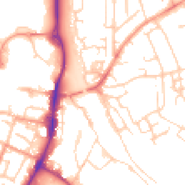 Daytime road noise heatmap for OX16 4QG