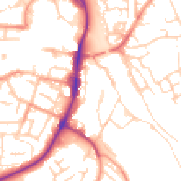 Daytime road noise heatmap for OX16 5AJ